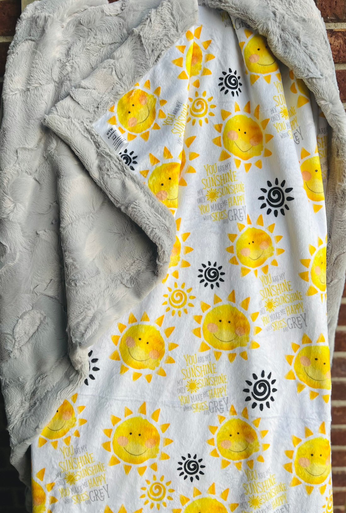 You are my sunshine! Adult Luxury Minky Blanket - grey backing - Pre-Order