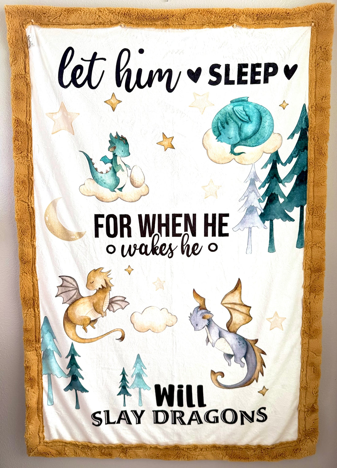 "Let Him Sleep..." Golden Child Luxury Minky Blanket - 38x56" - RTS