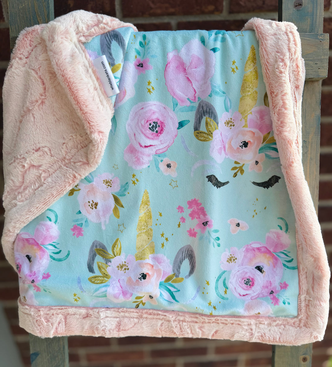 Frost Blossom Unicorn XL Carseat Luxury Minky Blanket - 20x28" - RTS