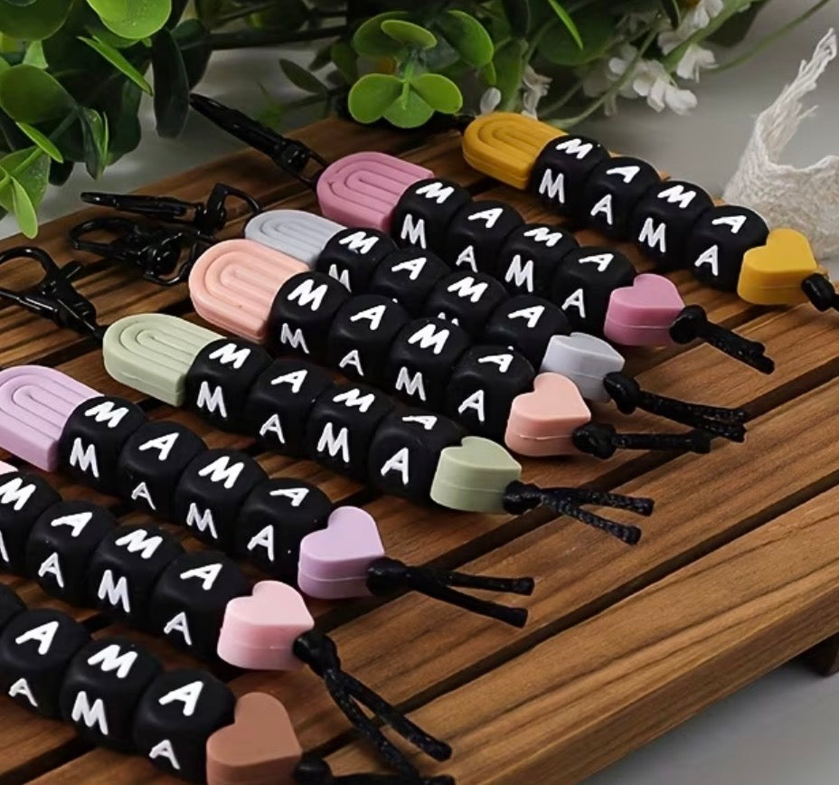 Mama Rainbow Arches silicone beads - keychain