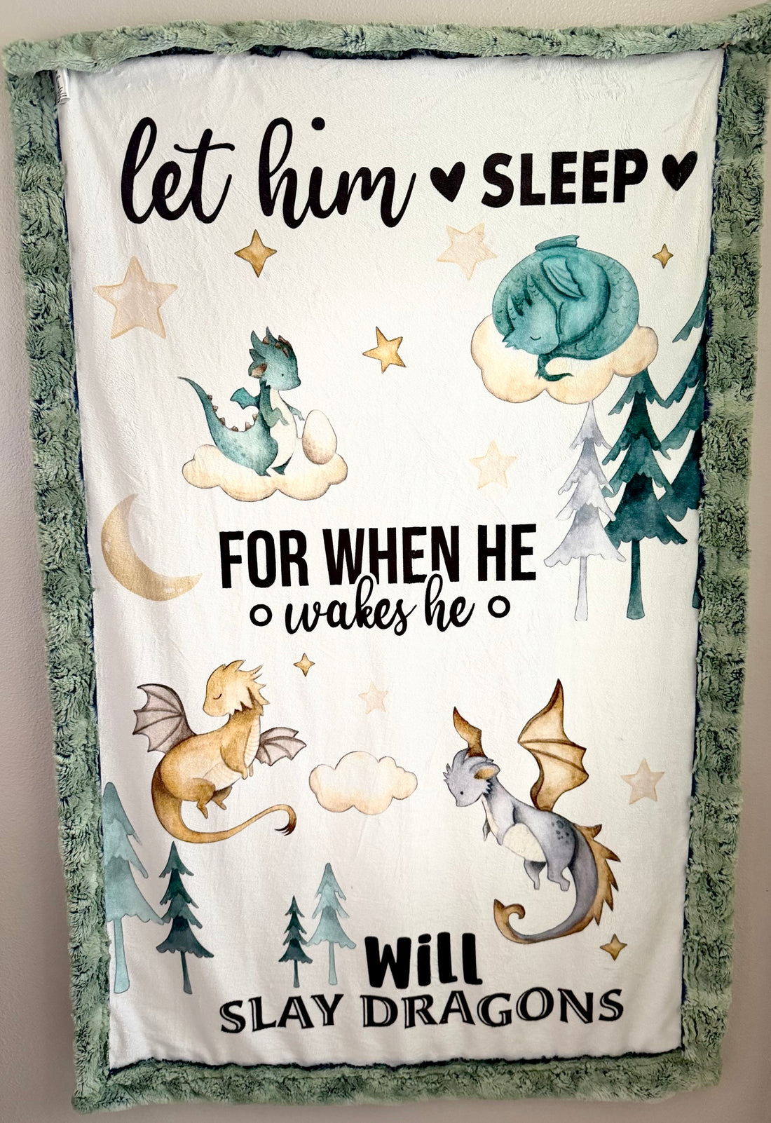 "Let Him Sleep..." Artichoke Wild Rabbit - Child Luxury Minky Blanket - 38x56" - RTS