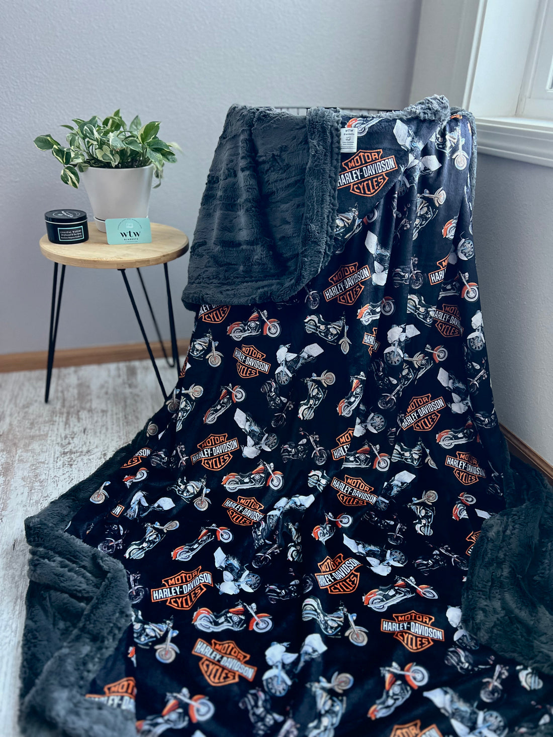 Hd MOTORCYCLE- Ash Luxe Minky Blanket - RTS