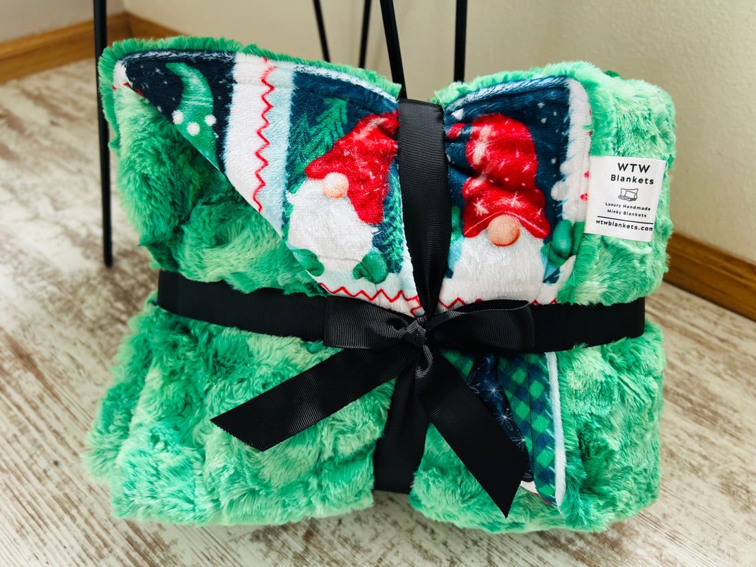 Jolly Gnome Kelly Green - Adult XL - Luxury Minky Blanket - RTS