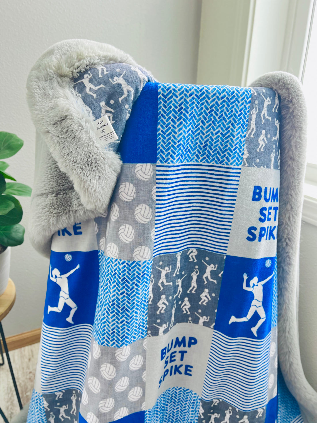 BUMP SET SPIKE Volleyball Sable Luxe Minky Throw Blanket WTW