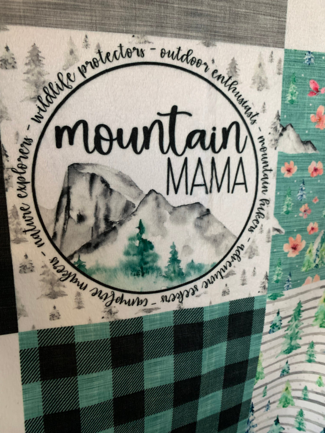 "Mountain Mama" (green) Luxe Minky Blanket - PRE-ORDER (Choose your size & backing)