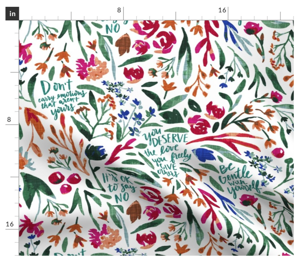 Floral Mental Health Awareness - Royal Blue Luxe Cuddle Adult Minky Blanket (RTS)