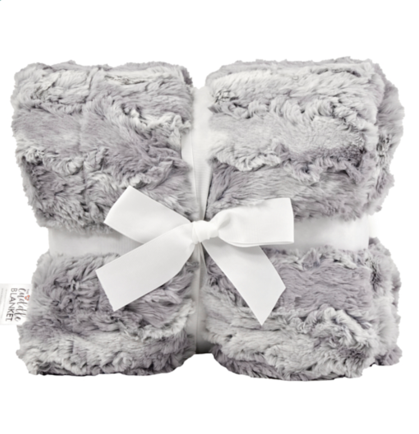 Double Sided Silver Glacier Adult Luxury Minky Blanket - 58x72"