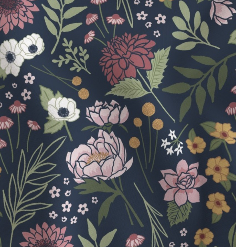 Maya Boho NAVY Floral  - Luxury Minky Blanket - Pre-Order