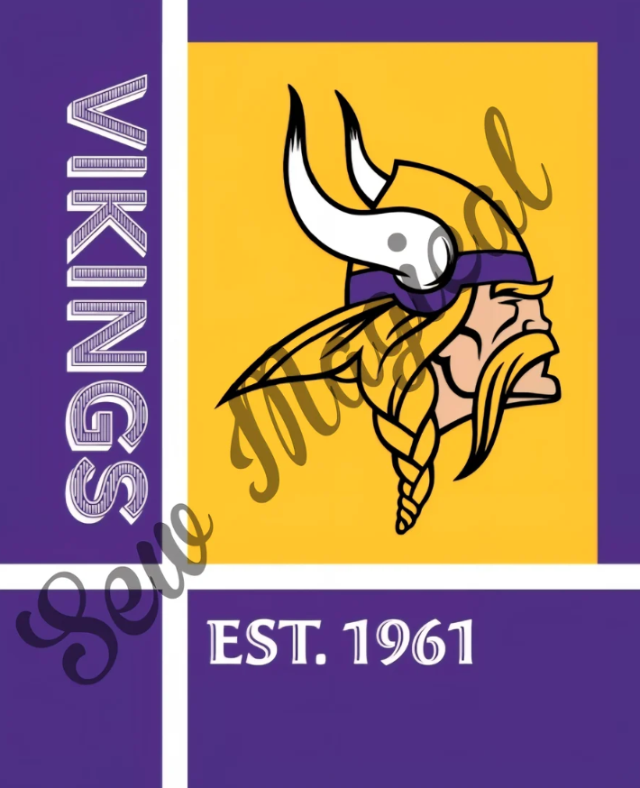 Vikings PURPLE panel - Adult Luxury Minky Blanket * 56x70" *- PRE-ORDER