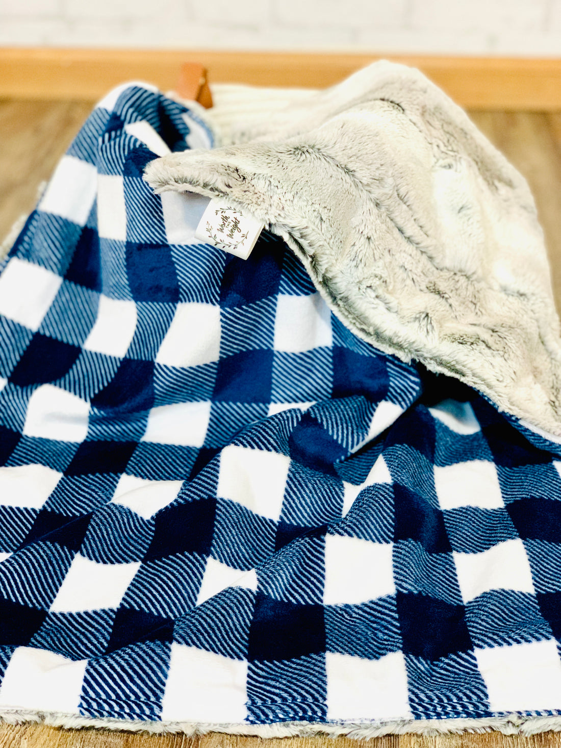 Navy Buffalo Check - Luxury Minky Blanket - IN-STOCK (LOW STOCK)