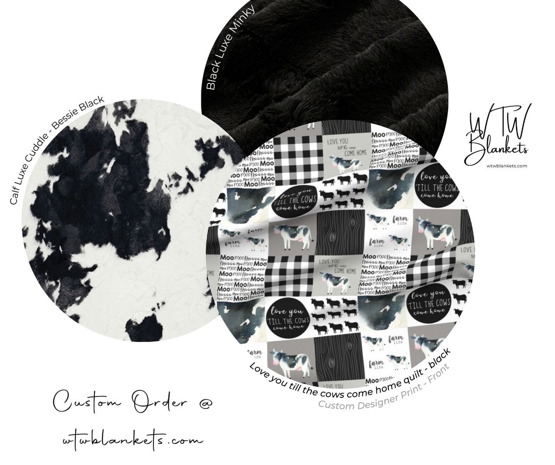 Love You till the Cows Quilt - Black - PRE-ORDER (Made to Order)