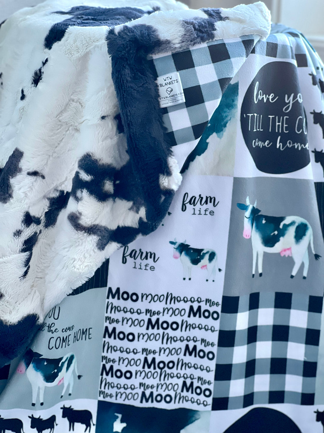 Love You till the Cows Quilt - Black - PRE-ORDER (Made to Order)