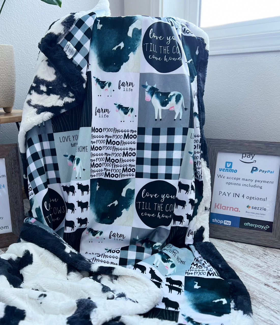 Love You till the Cows Quilt - Black - PRE-ORDER (Made to Order)